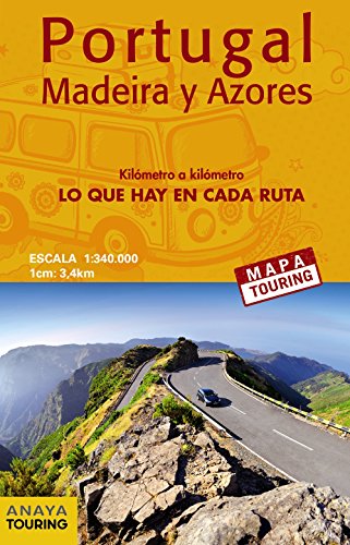 Mapa de carreteras de Portugal, Madeira y Azores 1:340.000 - (desplegable) (Mapa Touring)