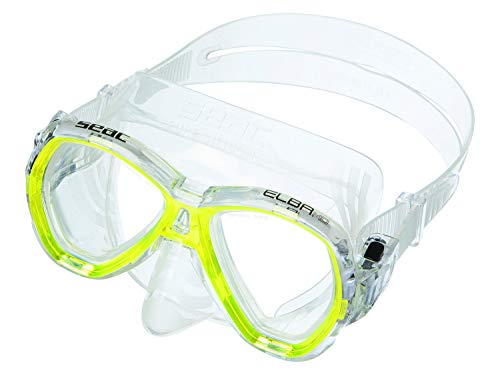 Máscara suave júnior Elba de Seac diseñada para la práctica de la natación y el esnórquel, y fabricada en silicona transparente con doble lente.