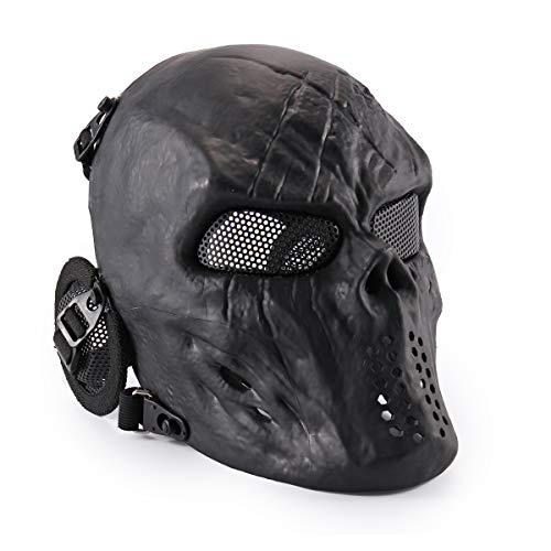 Máscara táctica CS Airsoft de cara completa con diseño de calavera de WWMAN, negra, para Halloween, Cosplay