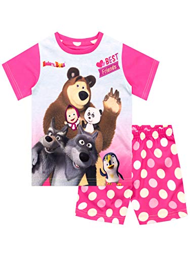 Masha and the Bear Pijamas de Manga Corta para niñas Rosa 6-7 Años