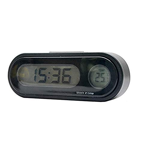 MASO - Reloj de temperatura universal para salpicadero de coche, con luz negra y pantalla LCD ajustable, medidor de temperatura del vehículo, compatible con modos de transformación 12h/24h