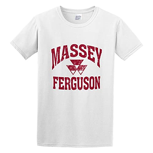 Massey Ferguson Gray Weathered Logo Men Cotton Blend T Shirt M, White