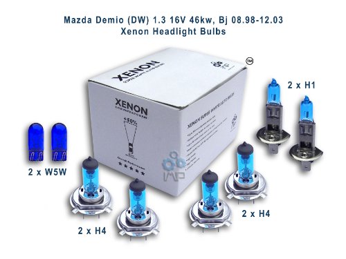 Mazda Demio (DW) 1.3 16V 46kw, Bj 08.98-12.03 Xenon Headlight Bulbs H1, H4, H4, W5W