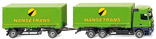 MB Actros vagón contenedor-camión con trailer "Hansetrans" - Modelo de Auto, modello completo, Wiking 057310 (1:87)