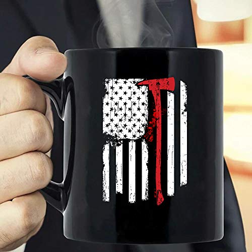 MG global MG Global- Mother's Day Gift- For Mothers Day Gift- Firefighter Red Line American Flag With Fireman Ax Coffee Mug
