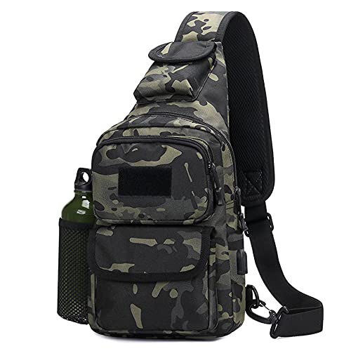 Mochila Assault Pack Bolso de Hombro Backpack con Toma USB Hebilla de Doble Anilla 20L Paño de Oxford Impermeable Unisexo,A1