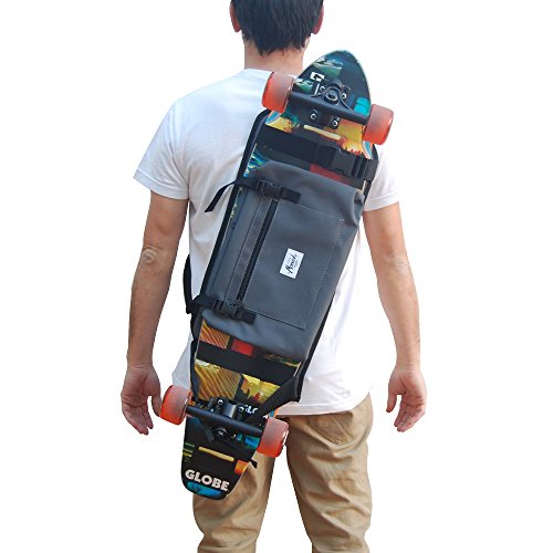 Mochila para Llevar el Longboard electrico, Surf Skate o Skateboard Completo de Monark Supply.Color Gris.