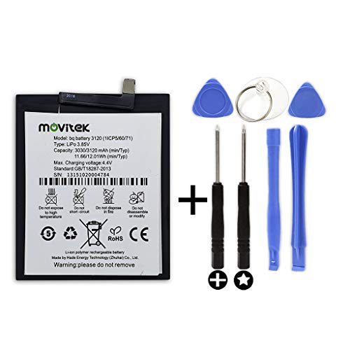 movitek® | Bateria Compatible con BQ Aquaris M5 (3120mah) + Kit Herramientas / 4.4v