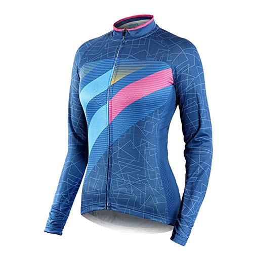 Mujer Camiseta Ciclismo MTB,Ultralight Transpirable MTB Camisa,Verano Maillot Ciclismo Mujer Camiseta Ciclismo Manga Larga,para Deportes y al Aire Libre Ropa Bicicleta(Size:S,Color:Azul)