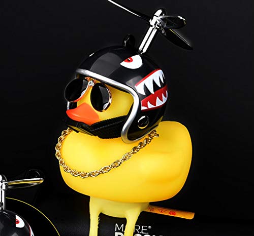 N-S Patito niños motocicleta accesorios coche colgante decoración pato amarillo bicicleta campana lámpara bambú libélula [tiburón negro - viento social romper pato]