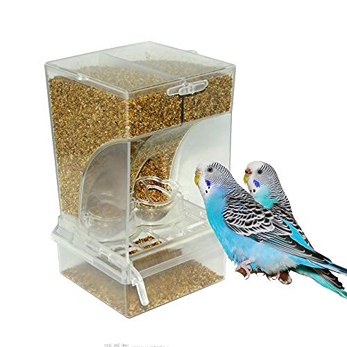 no-mess bird cage feeder, automatic bird feeder for parakeet canary cockatiel finch,free install,no fragile