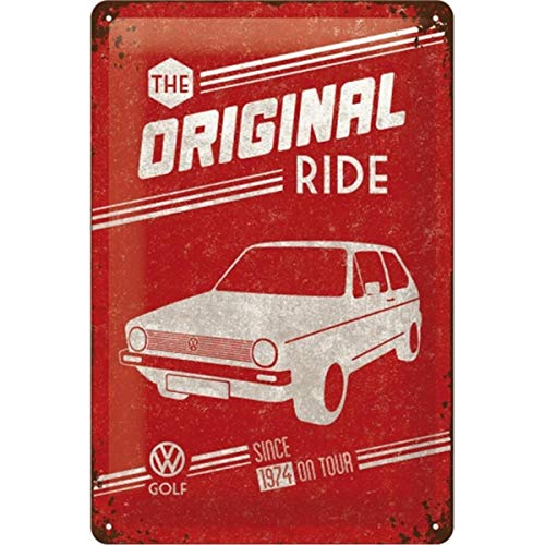 Nostalgic-Art Cartel de Chapa Retro VW – Golf Original Ride – Idea de Regalo para los Aficionados de Volkswagen, metálico, Diseño Vintage, 20 x 30 cm
