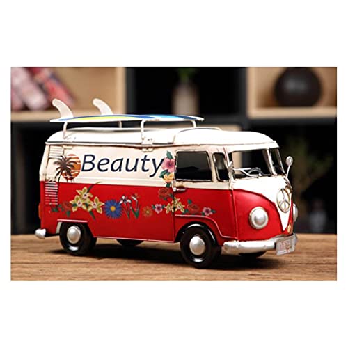 noyydh Modelo de Coche de autobús de Surf, decoración de cajones de Coche Americano, artesanías de Tablero de Hierro Forjado, 30x17cm (Color : Red)