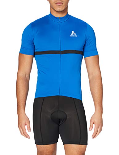 Odlo Stand-Up Collar S/S Full Zip Fujin Maillot, Hombre, Energy Blue, M