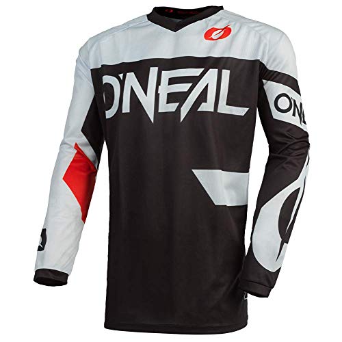 O'Neal | Jersey de Motocicleta | Enduro Motocross | Protección Acolchada para los Codos, Ajuste para una máxima Libertad de Movimiento | Jersey Element Racewear | Adultos | Negro Blanco | Talla S