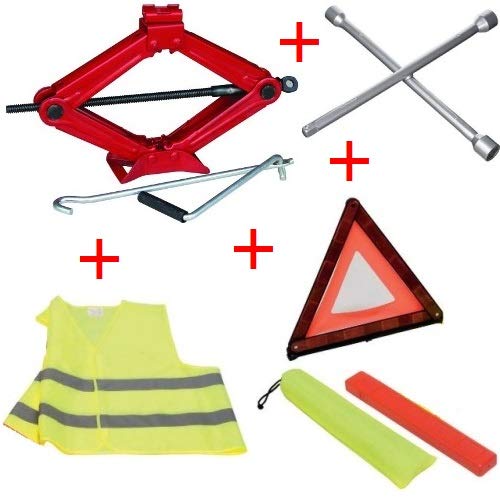 para Mahindra XUV500 Kit Artículo de Emergencia para Coche CRIC Jack AUS Acero + Cross Key+DREIECK+Fluo-Jacke Todos los gustosos PANNENDIENST para Mahindra XUV500 Kit Artículo de Emergencia para Coche CRIC Jack AUS Acero + Cross Key+DREIECK+Fluo-Jacke Todos los gustosos PANNENDIENST