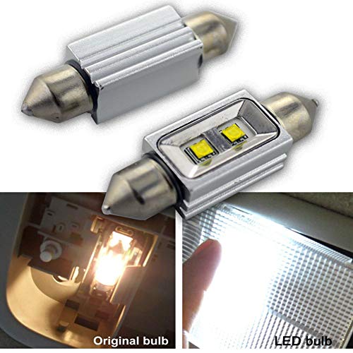 Ruiandsion 2 bombillas LED Canbus de 36 mm 12 V CREE 2SMD 10 W LED para interior de coche, luz de mapa, color blanco