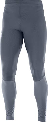 SALOMON Agile Long Tight M Mallas para Running, Mezcla de sintéticos, Hombre, Gris (Ebony), XS