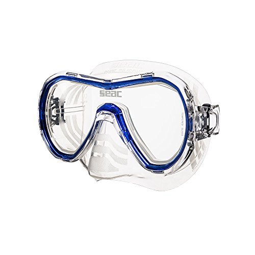 Seac Giglio, Máscara a lente única para Buceo y Snorkeling, Unisex Adultos, transparente/azul, Regular