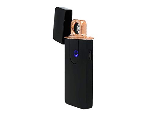 SekTek AA5551 - Mechero eléctrico de doble cara, USB, recargable, resistente al viento, sin llama, color negro brillante