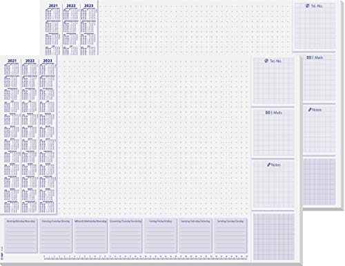 Sigel Lote de 2 Vades, bloc de notas, diseño planning semanal con horarios y calendario trianual, A2 (59,5 x 41 cm), azul y blanco, 2 x 30 hojas, SY503