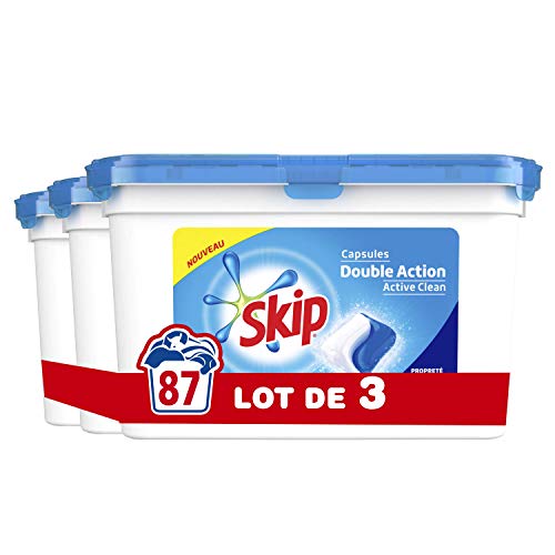 Skip Lessive Capsules Active Clean 87 Dosettes (Lot de 3x29)