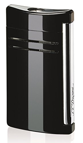 S.T. Dupont – Mechero de Maxijet cepillado chrome-p, color negro brillante