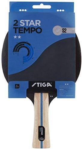 Stiga 2-Star Tiempo, Concave Raqueta de Ping Pong, Negro/Rojo, Talla única