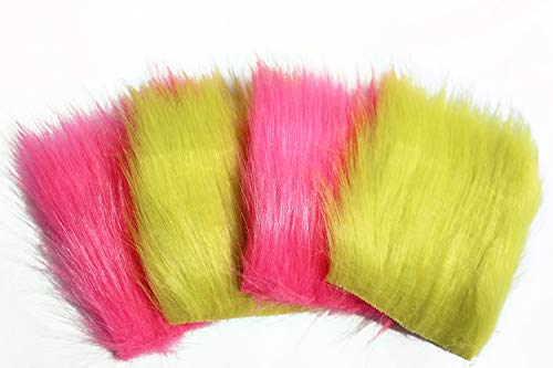 Tigofly 4 unids/lote 8 cm x 8 cm Furabou Craft Fur Flo verde caliente colores rosa sintético Streamer cola cola cola mosca Pesca materiales (surtido cada 2 piezas)