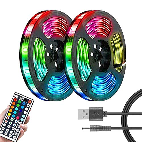 Tira LED, 1/3/5/10/20 m, luces LED USB de colores con mando a distancia 3528 RGB impermeables SMD 44 teclas LED Bar Strip 12 V luces de cuerda para casa jardín TVF decoración (10 m, impermeable)