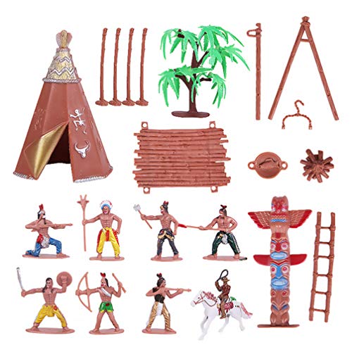Toddmomy 1 Juego de Figuras de Indios Juguetes de Plástico Colección de Figuras de Vaquero Juguete Vaquero Occidental Carruaje de Simulación Adorno Educativo Cubo Juguetes