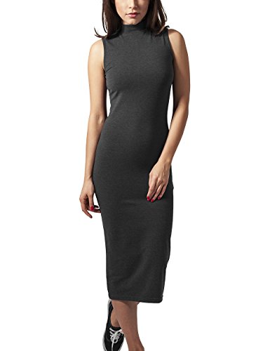 Urban Classics Ladies Stretch Jersey Turtleneck Dress Vestido, Gris (Charcoal 91), S para Mujer