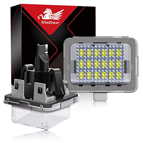 WinPower LED Luces de matrícula para coche Lámpara Numero plato luces Bulbos 3582 SMD con CanBus No hay error 6000K Xenón Blanco frio para 2007-2011 W204 (5D)/W212/W216/W221/W207 ect, 2 Piezas