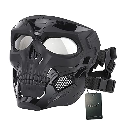 WISEONUS Airsoft Táctico Skull Messenger Masks Equipo de protección Máscara Facial Completa para Caza de Halloween Paintball CS Wargame