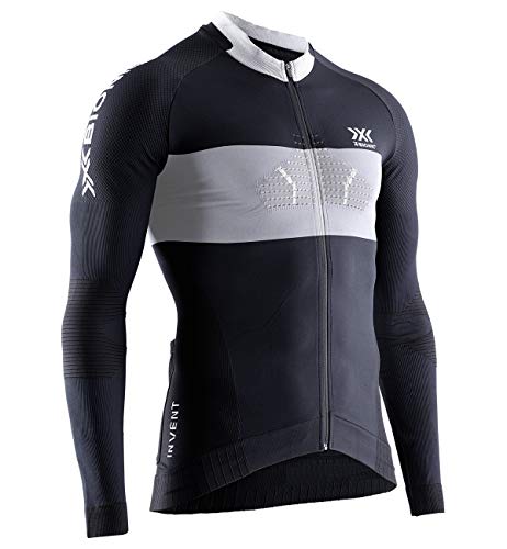 X-Bionic Invent 4.0 Cycling Zip Long Sleeves Men, Bicicleta De Montaña, MTB, T tee Shirt Camiseta con Bolsillos para Hombre, Black/Charcoal, M, IN-BT06W19M
