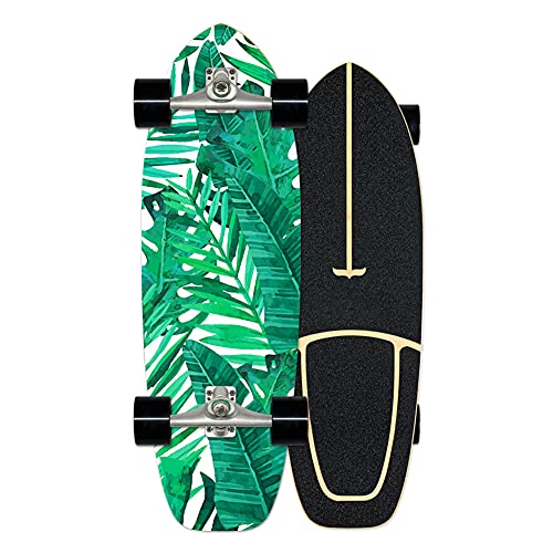 XKAI Surfskate Carving Cruiser Skateboard Longboard Completo Arce Monopatin para Principiantes y Pro 75×23cm, Rodamientos ABEC-9, 7 Capas Maple Deck para Adolescentes Adultos, Negro