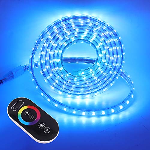 XUNATA 220V RGB Tiras LED con Toque Remoto, 5050 120 LEDs/m Regulable Strip Light (20m), IP67 Impermeable para Interior Exterior Decoración Iluminación Luz