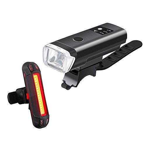 XWYWP luz Bicicleta Smart Induction Bicycle Front Light Set USB Recargable luz Trasera LED Faro Bicicleta lámpara de Ciclismo Flashlight para Bicicleta Black