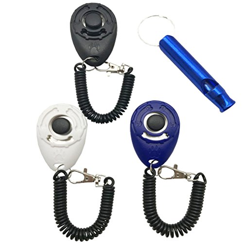 Yangbaga 3pc Clicker Entrenamiento Adiestramiento Profesional Clicker Perro Silbido de Educación y para Caballo Gato Cachorros Manual de Instrucciones (Versión en inglés