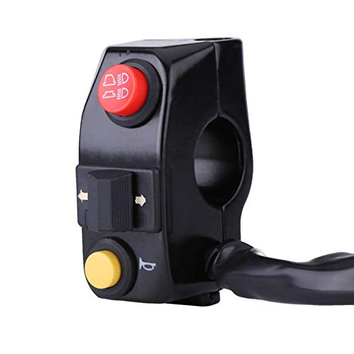 Yosoo Health Gear Interruptor de Control del Manillar de la Motocicleta, botón pulsador de Montaje del Manillar Universal de 7/8"con señal de Giro del Cuerno Control de Haz Alto bajo(Negro)