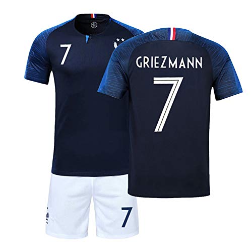 YXST Campeón Camiseta de Fútbol Uniforme de 2018 Copa Mundial de Dos Estrellas para Adultos y Niños,Griezmann,26(145-155CM)