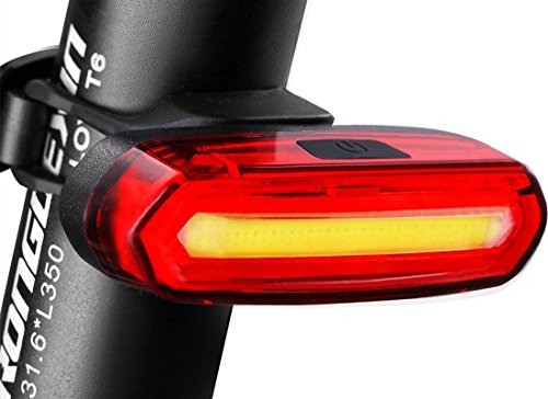 ZXSFC USB Recargable Bicicleta 6 Modos Luz Cola Flash LED Lámpara Luz Alerta Impermeable (Rojo y Blanco)