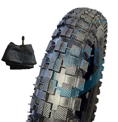1 neumático de goma con cubierta con tacos + cámaras de aire, para minimoto y minimoto de cross 12 1/2 x 2,75 