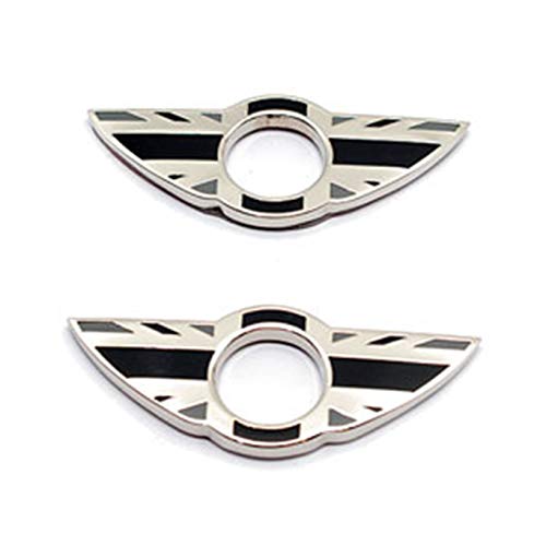 2 piezas de anillos de emblema de ala para cerradura de puerta, pomos de bloqueo de puerta, pegatinas compatibles con Mini Cooper R56 Hatchback R57 Covertible R58 Coupe R59 Roadster (Union Jack gris)