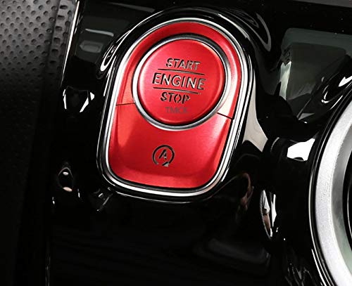 3pcs interior Molduras for Mercedes-Benz Clase A W177 A180 A200 2019 accesorios del coche Interior del motor de arranque y parada del botón Push Switch anillo de ajuste de la cubierta ( Color : Rojo )