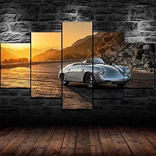 5 imágenes Arte de la pared Sala de estar Decoración del hogar Póster Obra de arte moderna Impresiones en HD Modular PorSche 5 Speedster Classic Car 5 Piezas Lienzo Arte de la pared Impresiones e