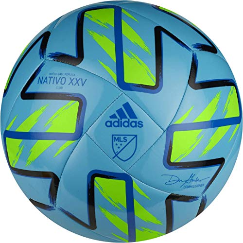 adidas MLS Club - Balón de fútbol, color azul y verde solar/negro/azul gloria, 4