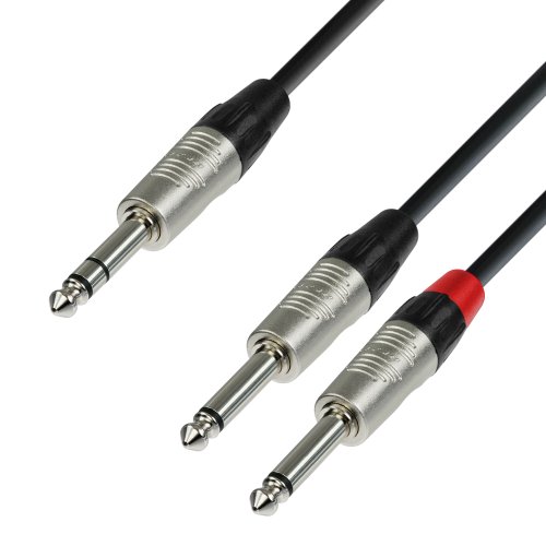 Ah Cables K4YVPP0150 - Cable de audio, conector jack de 6.3 mm mono estéreo a 2 conectores, 1.5 m