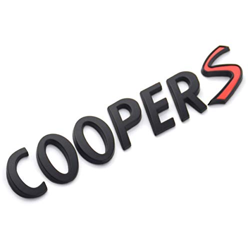 Aizfa Cooper S letra emblema, 3d insignia calcomanía de repuesto para Mini Cooper parte trasera maletero tapa Hatch portón trasero (negro/rojo)