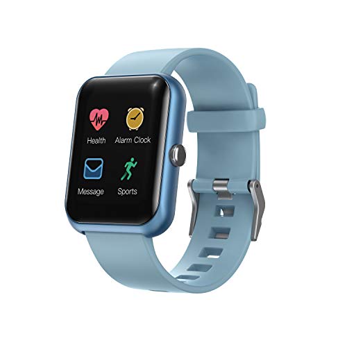 Amaxos Ax20 - Reloj inteligente de seguimiento de fitness para iOS y Android, Bluetooth, monitor de frecuencia cardíaca, color azul